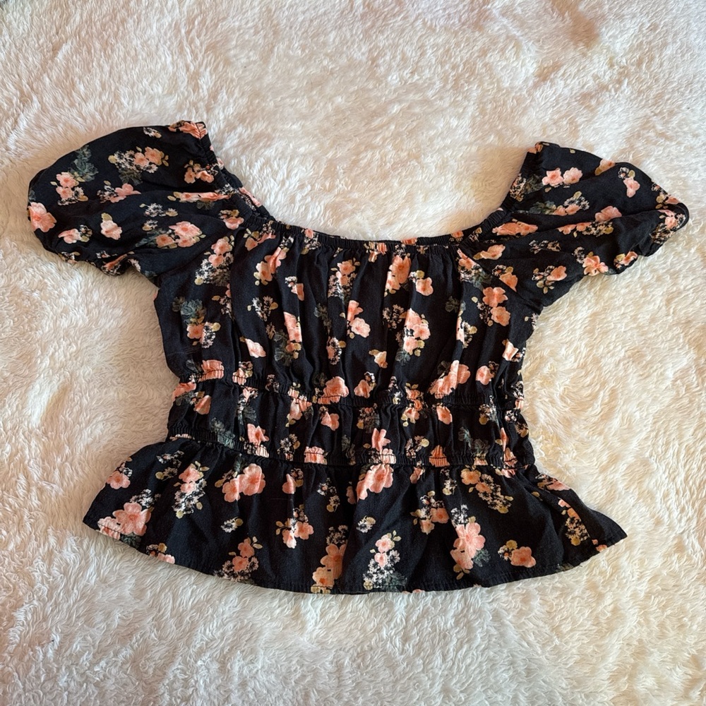 Floral Black and Pink Women's Top